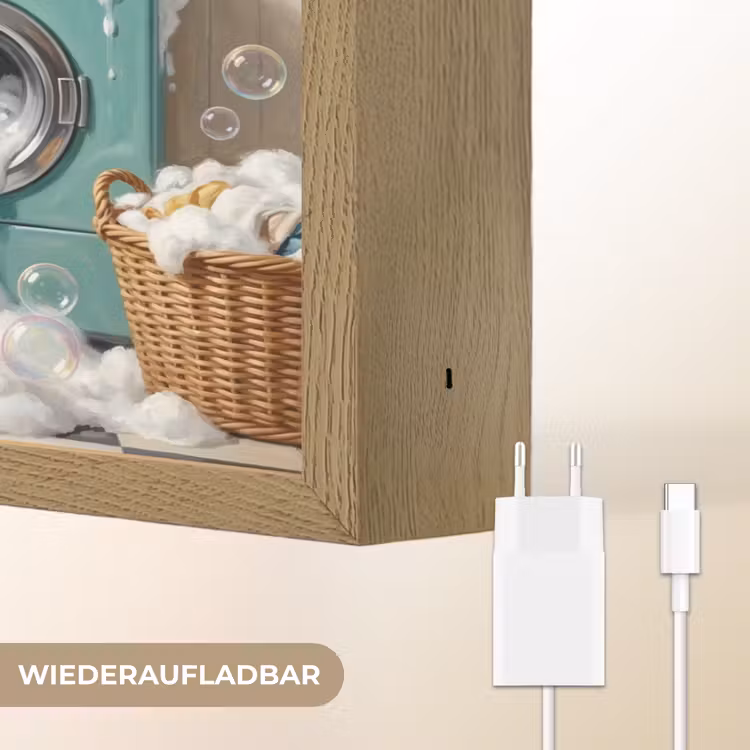 Retro - Blauw - Vrouw Light Box met batterij (Wandlamp) middel -USP_websiteoplaadbaarDE