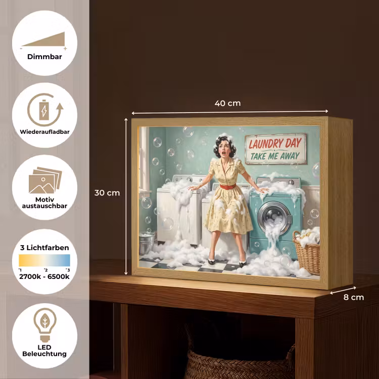 Retro - Blauw - Vrouw Light Box met batterij (Wandlamp) middel -USP_websiteoverzichtDE