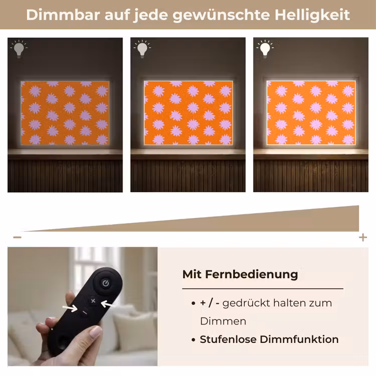 Retro - Bloemen - Oranje Light Box met batterij (Wandlamp) middel 907 -USP_dimbaarDE