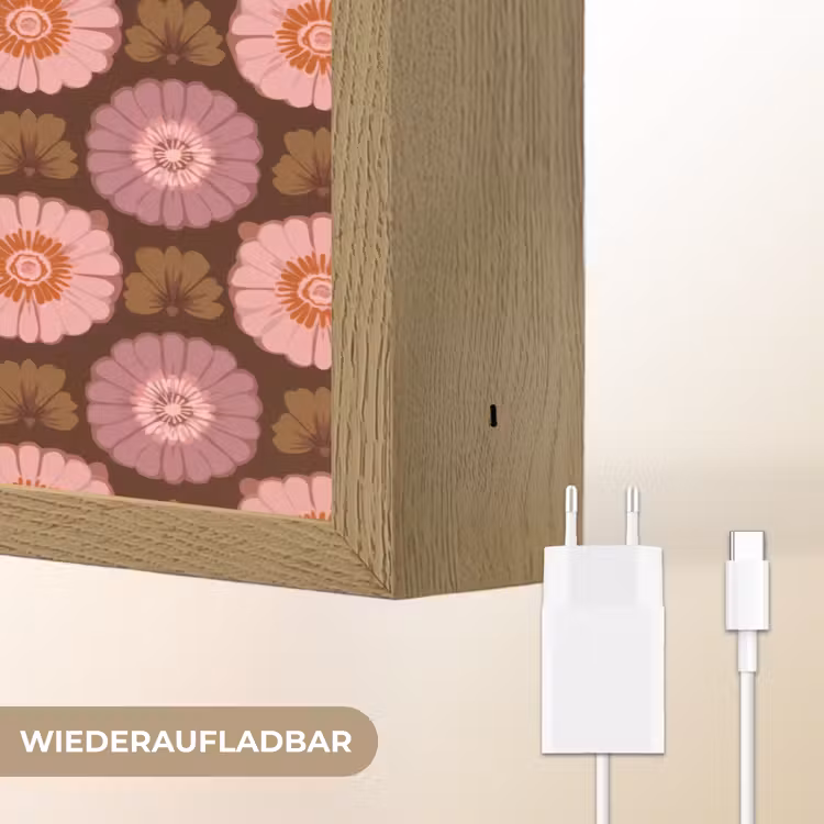 Retro - Madelief - Roze Light Box met batterij (Wandlamp) middel 907 -USP_websiteoplaadbaarDE