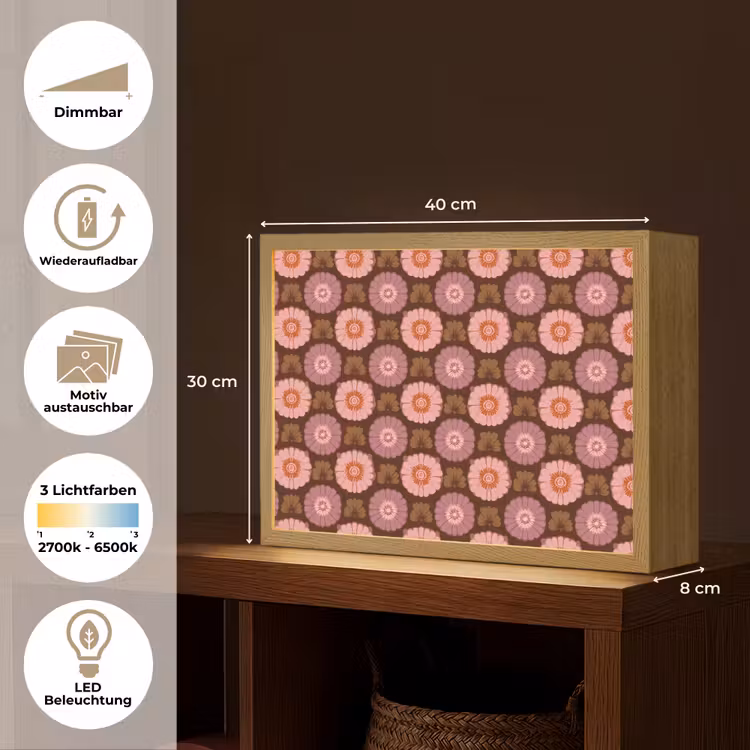 Retro - Madelief - Roze Light Box met batterij (Wandlamp) middel 907 -USP_websiteoverzichtDE