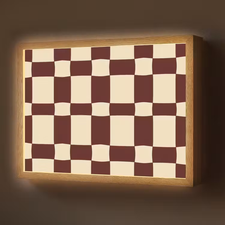 Retro - Patroon - Bruin Light Box met batterij (Wandlamp) middel 907 -z3d_website