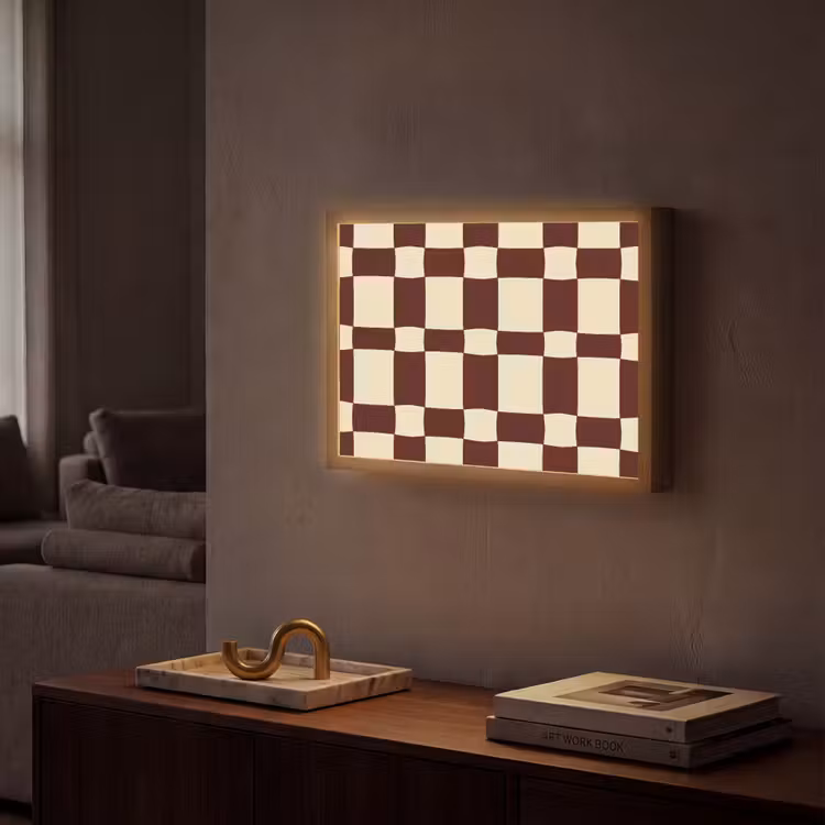 Retro - Patroon - Bruin Light Box met batterij (Wandlamp) middel 907 -sfeer1