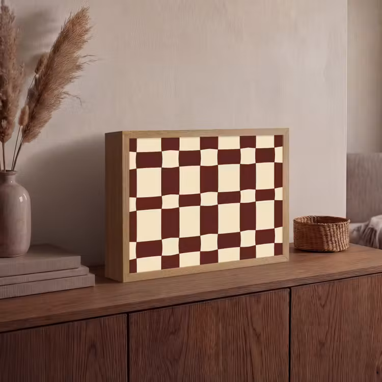 Retro - Patroon - Bruin Light Box met batterij (Wandlamp) middel 907 -sfeer2