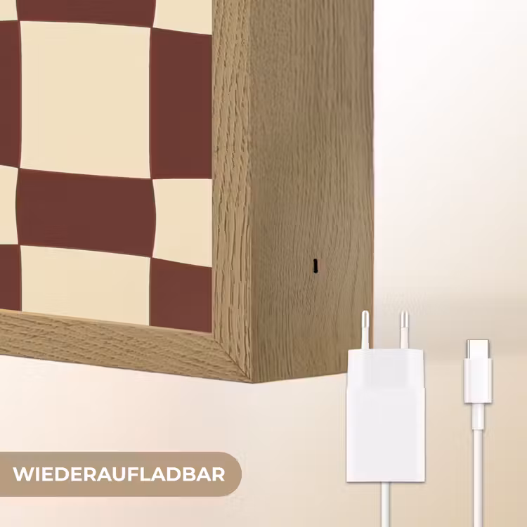 Retro - Patroon - Bruin Light Box met batterij (Wandlamp) middel 907 -USP_websiteoplaadbaarDE