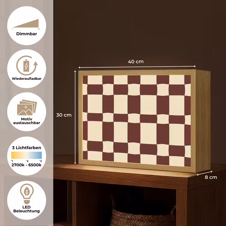 Retro - Patroon - Bruin Light Box met batterij (Wandlamp) middel 907 -USP_websiteoverzichtDE
