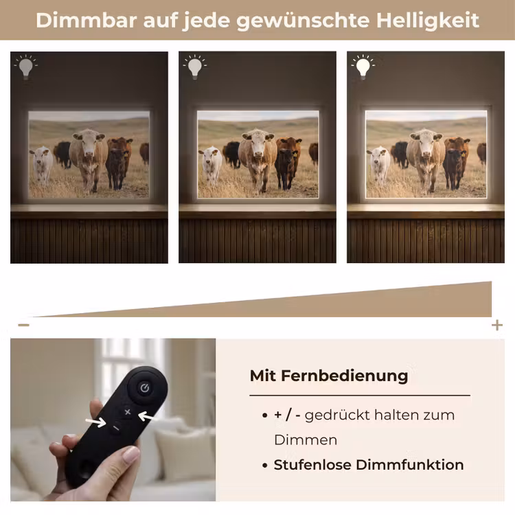Runderen - Kudde - Landschap - Weide - Rustig Light Box met batterij (Wandlamp) middel -USP_dimbaarDE