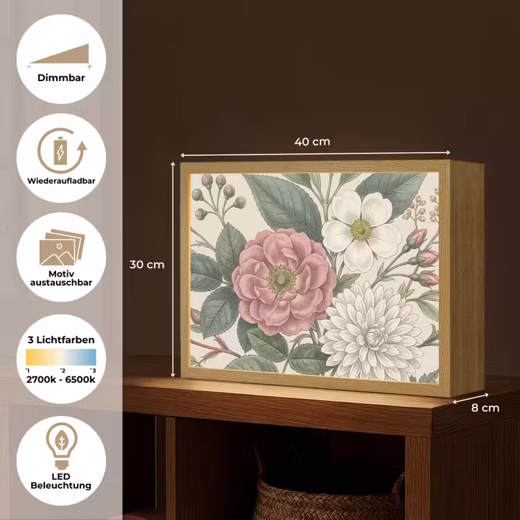 Romantisch - Design - Kleurrijk Light Box met batterij (Wandlamp) middel -USP_websiteoverzichtDE