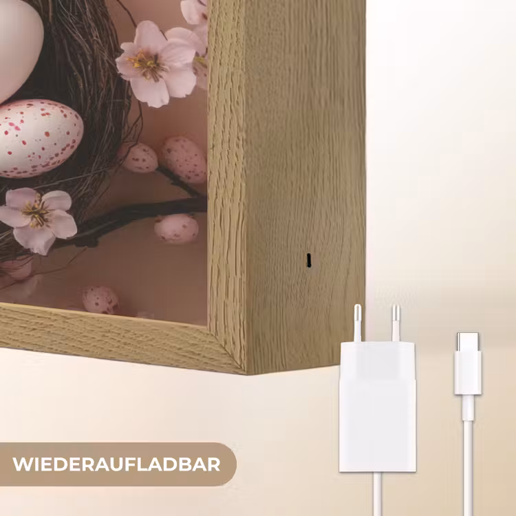 Roze - Bloesems - Eieren Light Box met batterij (Wandlamp) middel -USP_websiteoplaadbaarDE