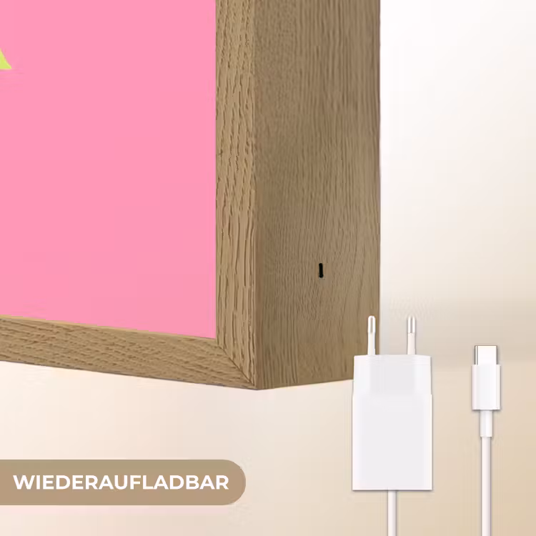 Roze - Groene Bonjour - art-deco Light Box met batterij (Wandlamp) middel -USP_websiteoplaadbaarDE