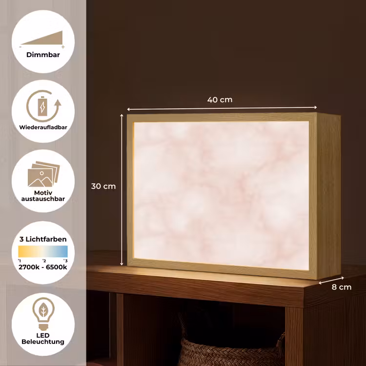Roze - Marmer - Crème Light Box met batterij (Wandlamp) middel 907 -USP_websiteoverzichtDE