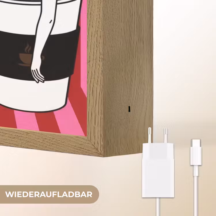 Roze - Strepen - Koffie - Maandag Light Box met batterij (Wandlamp) middel -USP_websiteoplaadbaarDE