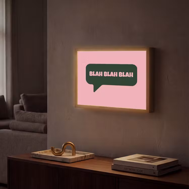 Roze - Tekstwolk - Groen - BLAH BLAH BLAH Light Box met batterij (Wandlamp) middel -sfeer1