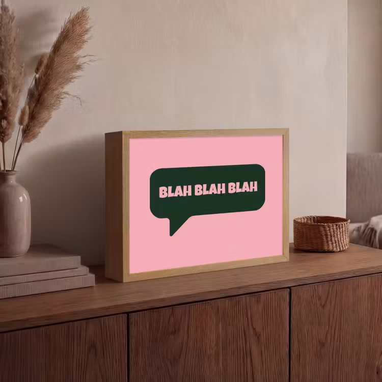 Roze - Tekstwolk - Groen - BLAH BLAH BLAH Light Box met batterij (Wandlamp) middel -sfeer2