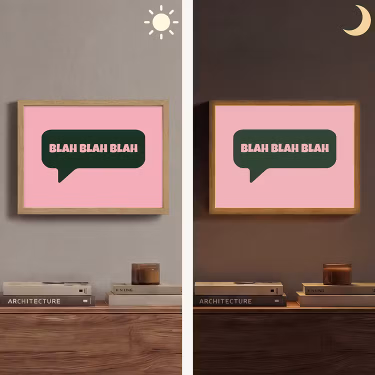 Roze - Tekstwolk - Groen - BLAH BLAH BLAH Light Box met batterij (Wandlamp) middel -sfeer3