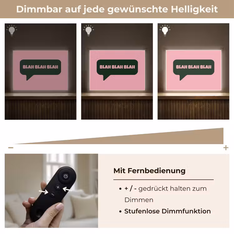 Roze - Tekstwolk - Groen - BLAH BLAH BLAH Light Box met batterij (Wandlamp) middel -USP_dimbaarDE