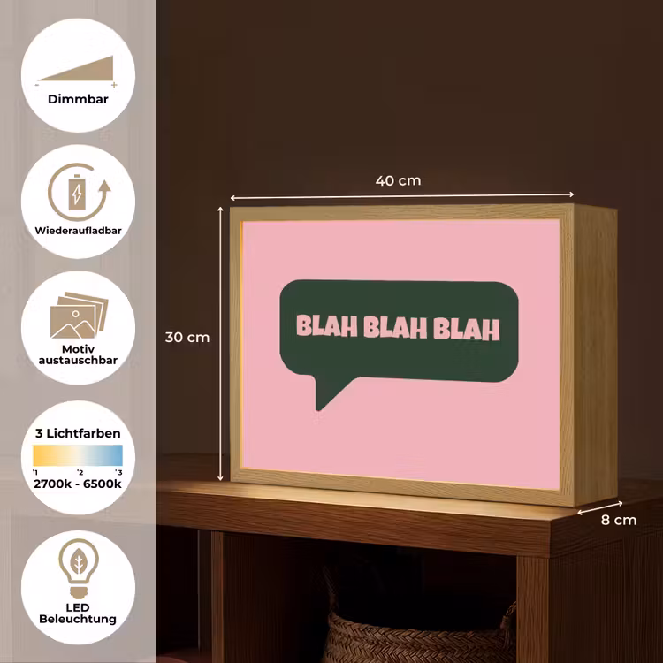 Roze - Tekstwolk - Groen - BLAH BLAH BLAH Light Box met batterij (Wandlamp) middel -USP_websiteoverzichtDE