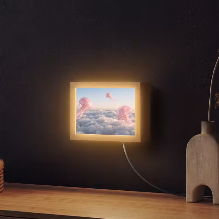 Lightbox - Wandleuchte - Rosa Tier – Wolken - Roze dier - Wolken Light Box met kabel (Wandlamp) klein
