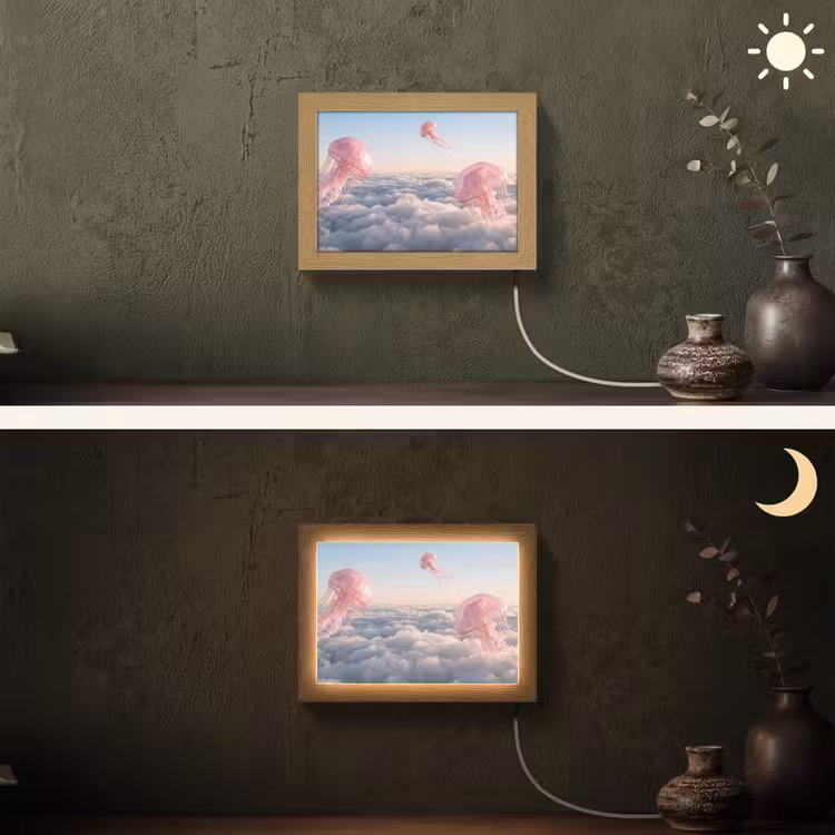 Lightbox - Wandleuchte - Rosa Tier – Wolken - Roze dier - Wolken Light Box met kabel (Wandlamp) klein