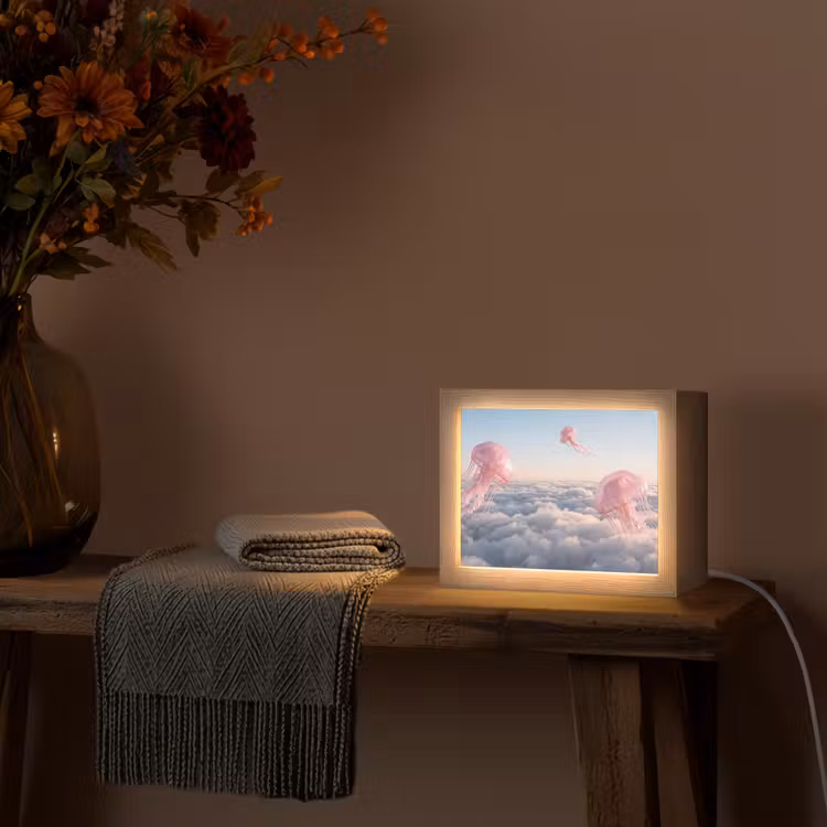 Lightbox - Wandleuchte - Rosa Tier – Wolken - Roze dier - Wolken Light Box met kabel (Wandlamp) klein