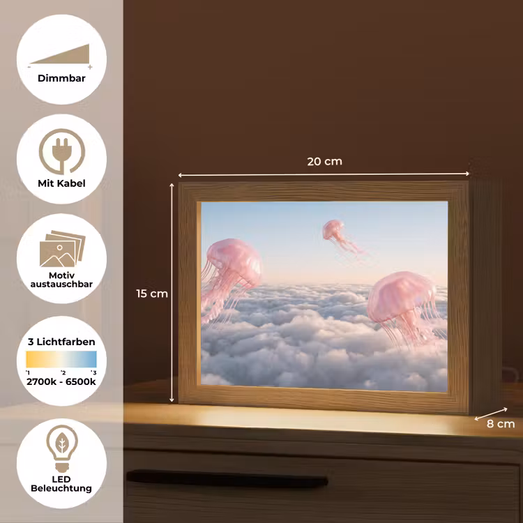 Lightbox - Wandleuchte - Rosa Tier – Wolken - Roze dier - Wolken Light Box met kabel (Wandlamp) klein