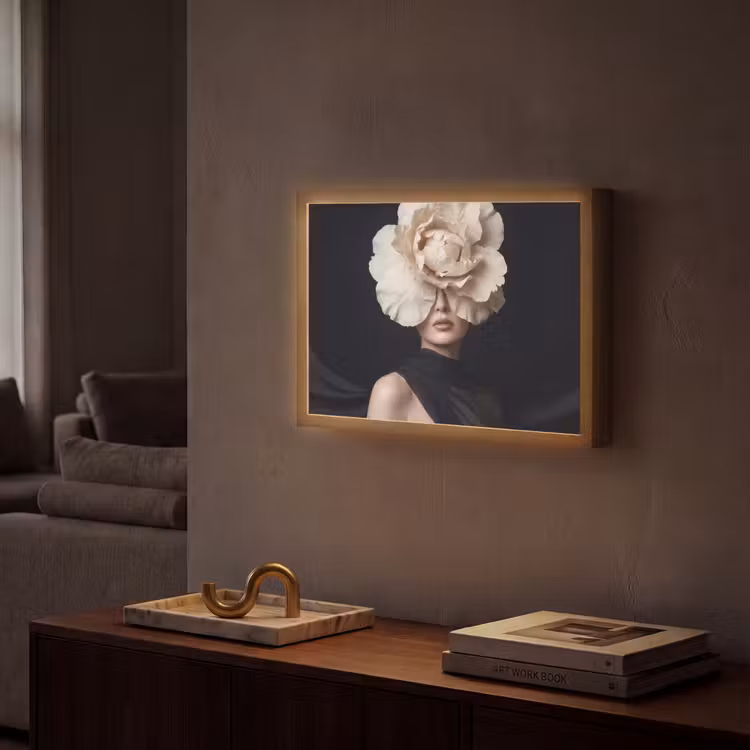 Roos - Tijdloos - Zwart Light Box met batterij (Wandlamp) middel -sfeer1