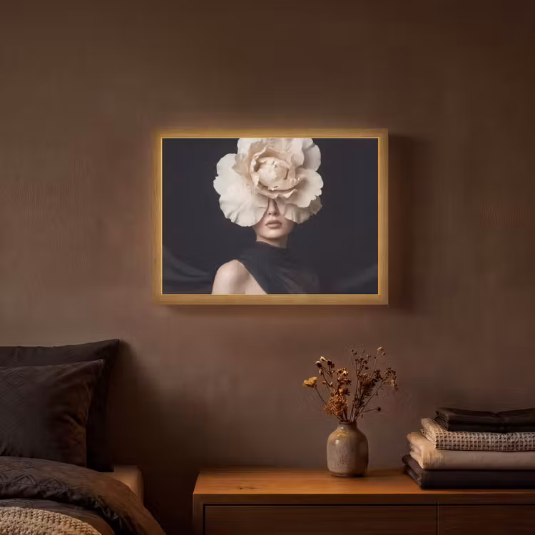 Roos - Tijdloos - Zwart Light Box met batterij (Wandlamp) middel -sfeer4
