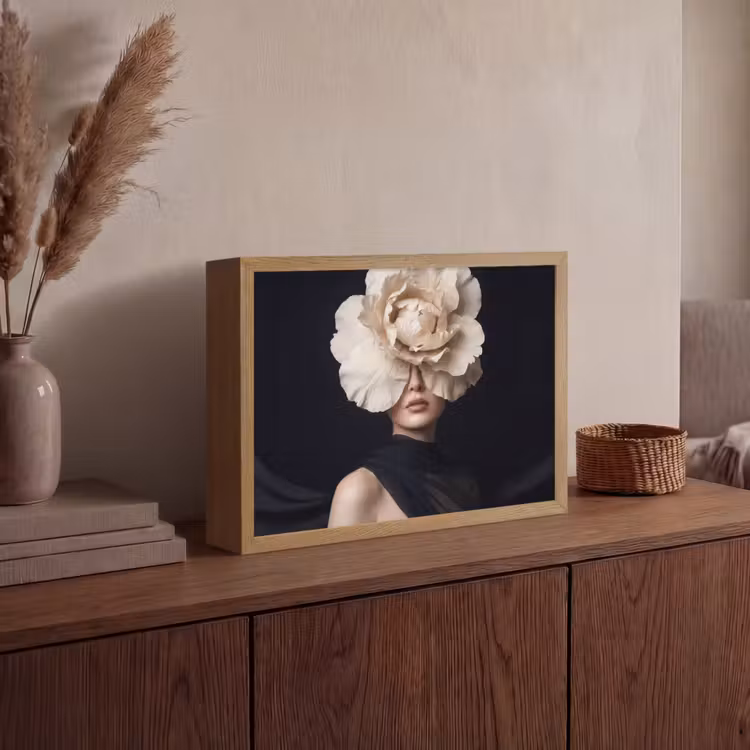 Roos - Tijdloos - Zwart Light Box met batterij (Wandlamp) middel -sfeer2