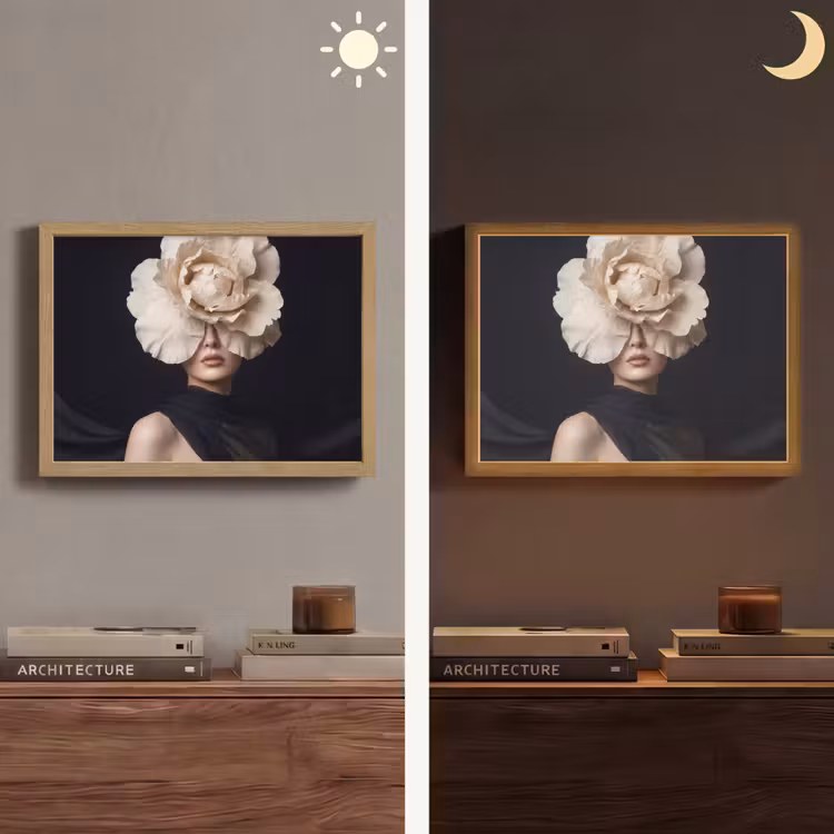 Roos - Tijdloos - Zwart Light Box met batterij (Wandlamp) middel -sfeer3