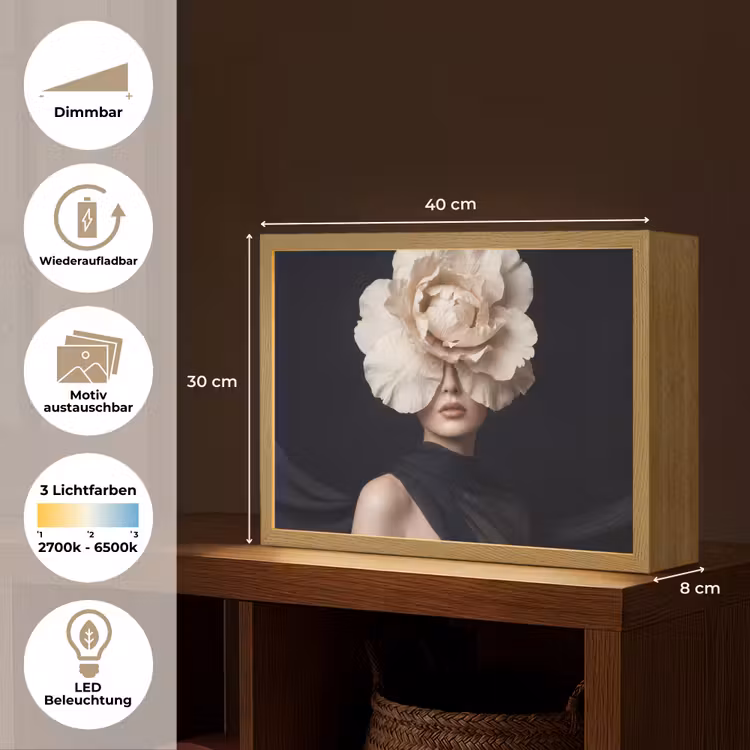 Roos - Tijdloos - Zwart Light Box met batterij (Wandlamp) middel -USP_websiteoverzichtDE