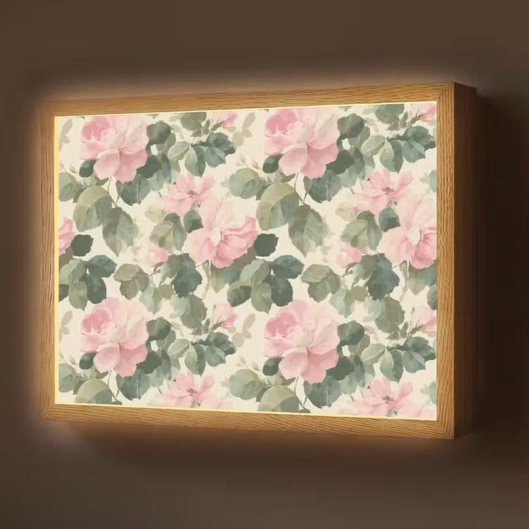 Rozen - Botanisch - Roze Light Box met batterij (Wandlamp) middel 907 -z3d_website