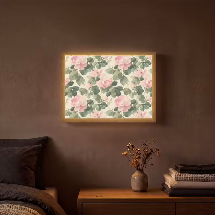 Rozen - Botanisch - Roze Light Box met batterij (Wandlamp) middel 907 -sfeer4
