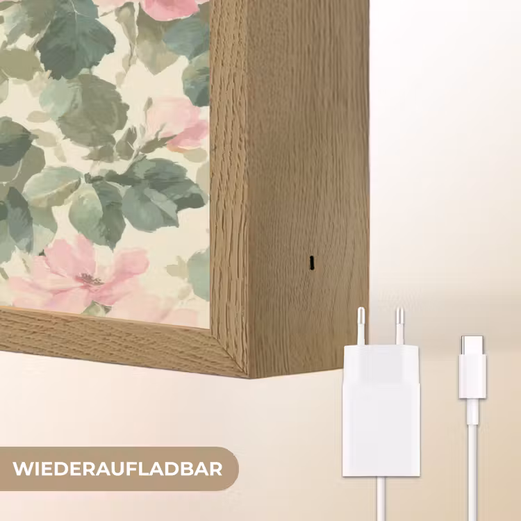 Rozen - Botanisch - Roze Light Box met batterij (Wandlamp) middel 907 -USP_websiteoplaadbaarDE