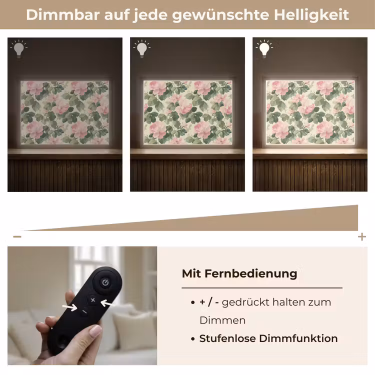 Rozen - Botanisch - Roze Light Box met batterij (Wandlamp) middel 907 -USP_dimbaarDE
