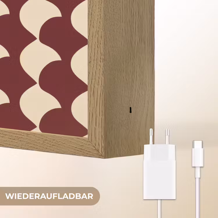 Rood - Tegelpatroon - Crème Light Box met batterij (Wandlamp) middel 907 -USP_websiteoplaadbaarDE