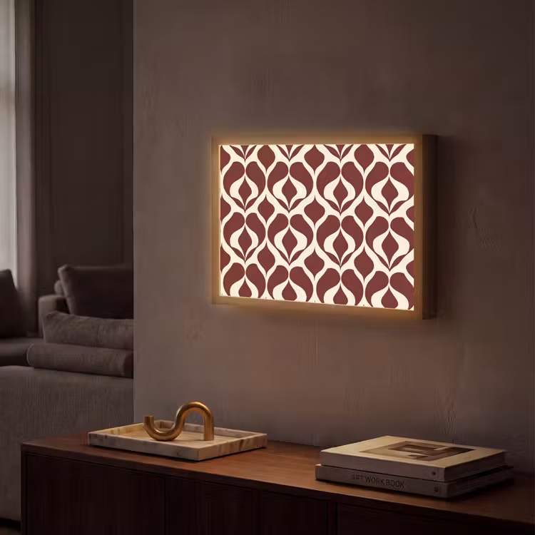 Rood - Druppelpatroon - Grafisch Light Box met batterij (Wandlamp) middel 907 -sfeer1
