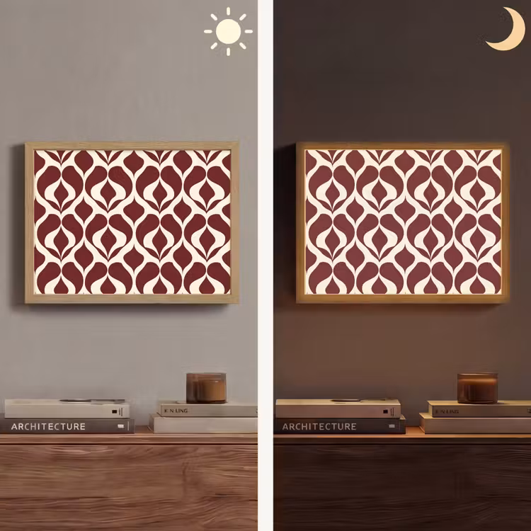 Rood - Druppelpatroon - Grafisch Light Box met batterij (Wandlamp) middel 907 -sfeer3