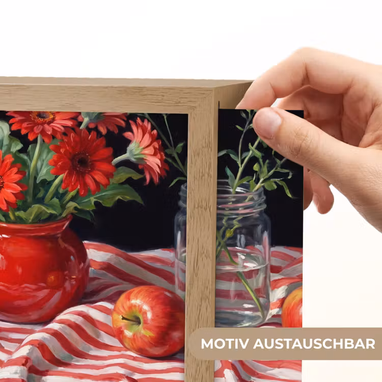Lightbox - Wandleuchte - Rote Blumen – Vase - Rode bloemen - Vaas Light Box met kabel (Wandlamp) klein