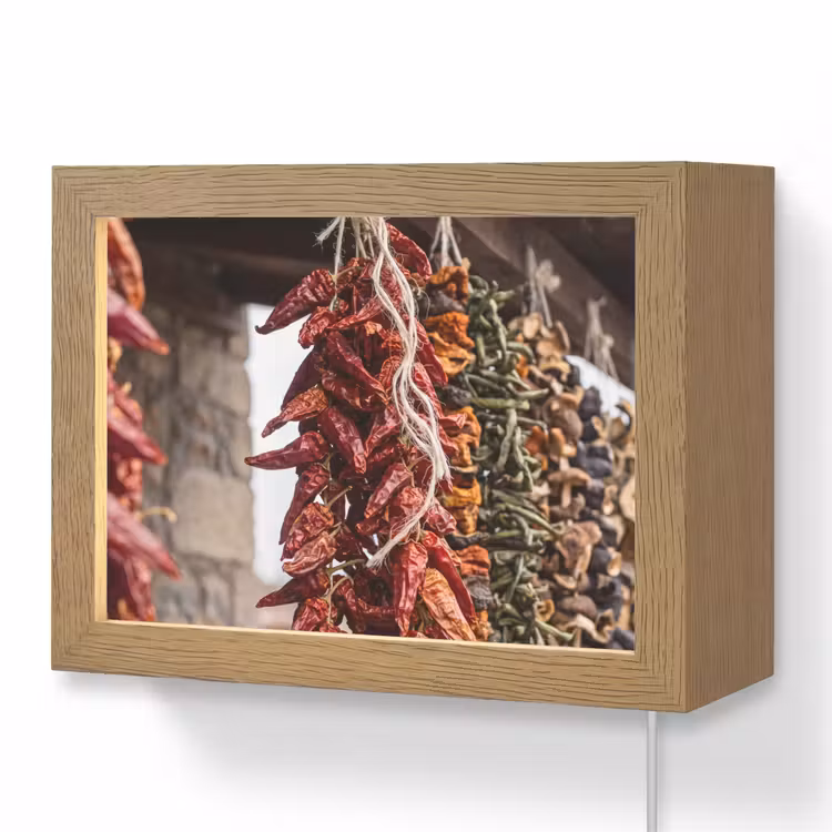 Lightbox - Wandleuchte - Rote Chilischoten – Essen - Rode pepers - Eten Light Box met kabel (Wandlamp) klein