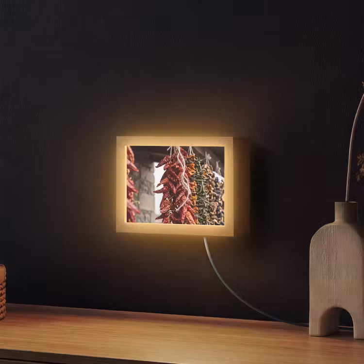 Lightbox - Wandleuchte - Rote Chilischoten – Essen - Rode pepers - Eten Light Box met kabel (Wandlamp) klein
