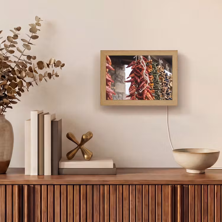 Lightbox - Wandleuchte - Rote Chilischoten – Essen - Rode pepers - Eten Light Box met kabel (Wandlamp) klein