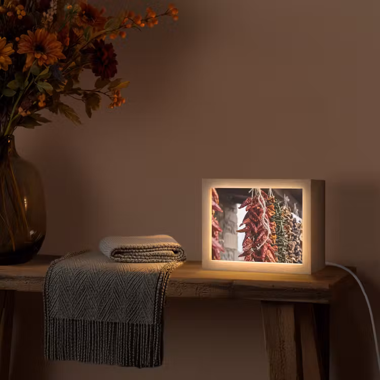 Lightbox - Wandleuchte - Rote Chilischoten – Essen - Rode pepers - Eten Light Box met kabel (Wandlamp) klein
