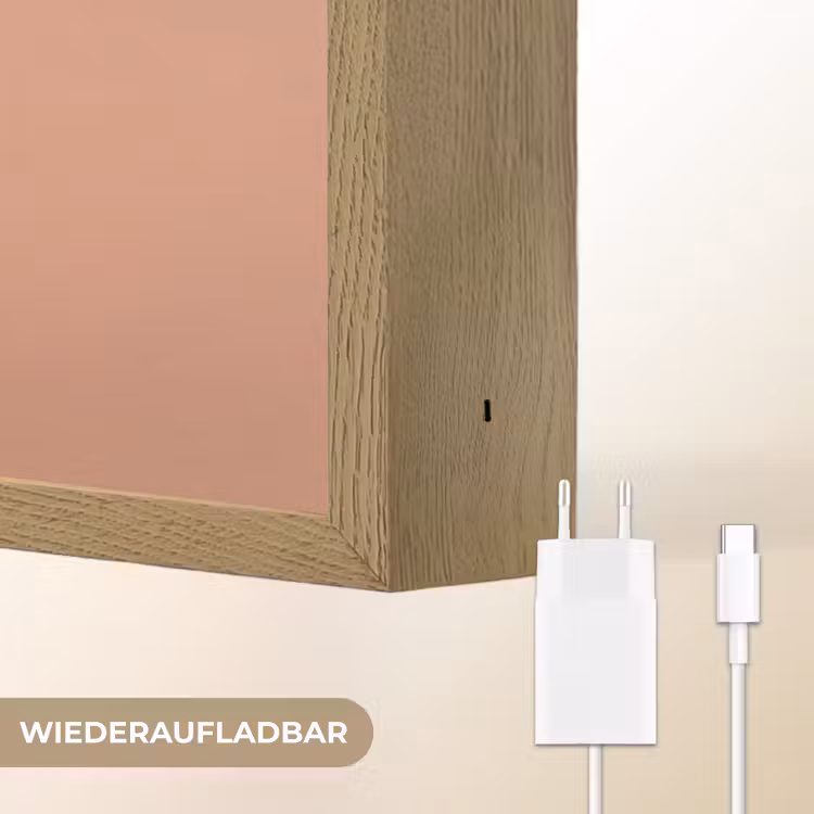 Roodborst - Natuur - Roze Light Box met batterij (Wandlamp) middel -USP_websiteoplaadbaarDE