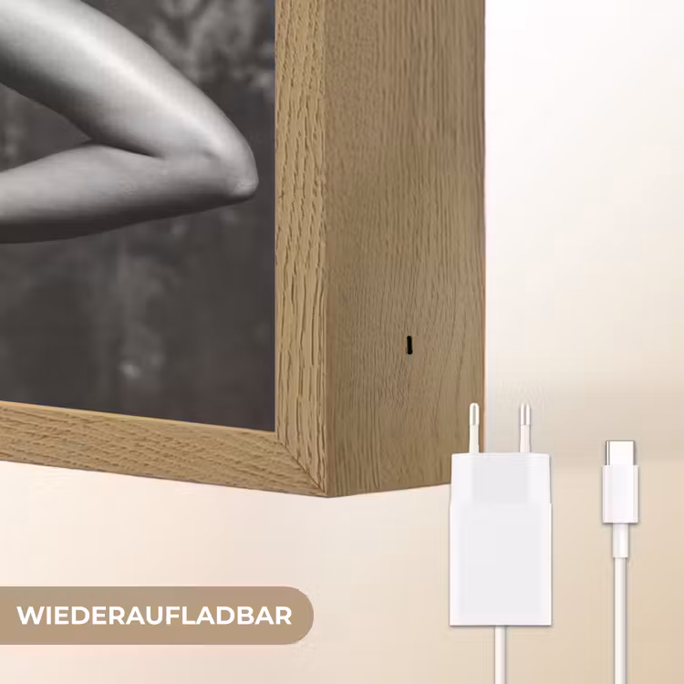 Rug - Ketting - Portret - Zwart - Wit - Glamour Light Box met batterij (Wandlamp) middel -USP_websiteoplaadbaarDE