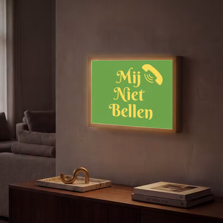 Mij niet bellen - Telefoon - Groen Light Box met batterij (Wandlamp) middel -sfeer1