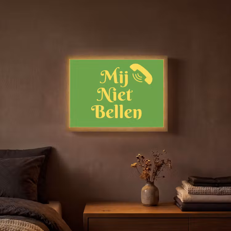 Mij niet bellen - Telefoon - Groen Light Box met batterij (Wandlamp) middel -sfeer4