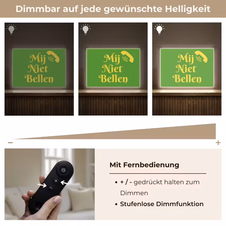 Mij niet bellen - Telefoon - Groen Light Box met batterij (Wandlamp) middel -USP_dimbaarDE