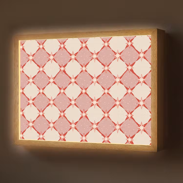 Ruiten - Sterren - Vintage - Oudroze - Rood Light Box met batterij (Wandlamp) middel 907 -z3d_website