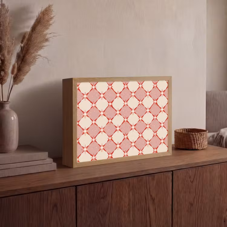 Ruiten - Sterren - Vintage - Oudroze - Rood Light Box met batterij (Wandlamp) middel 907 -sfeer2