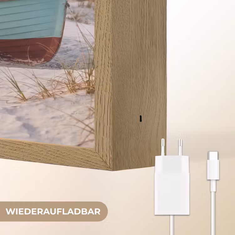 Rustiek - Roeiboot - Zandstrand Light Box met batterij (Wandlamp) middel -USP_websiteoplaadbaarDE
